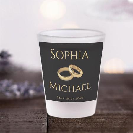Black and Gold Ring Design with Name Customized Photo Printed Shot Glass