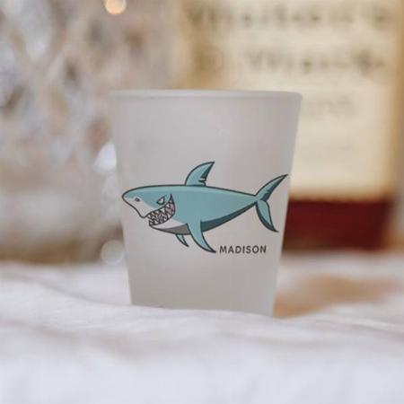 Cool Shark Design with Name Customized Photo Printed Shot Glass