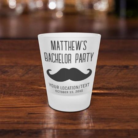 Bachelor Party Black Mustache Design Customized Photo Printed Shot Glass