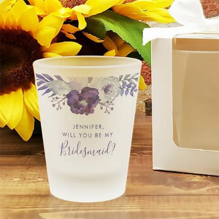 Purple Watercolor Floral Design Customized Photo Printed Shot Glass