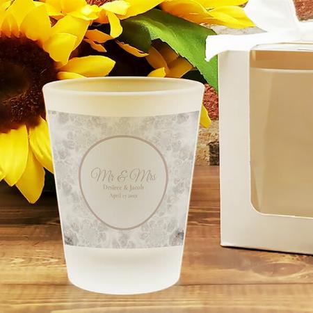 Elegant White Silver Gold Wedding Reception Design Customized Photo Printed Shot Glass