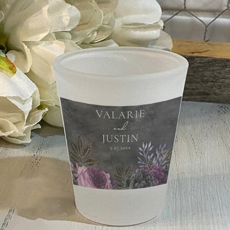 Gothic Purple and Black Floral Design Customized Photo Printed Shot Glass