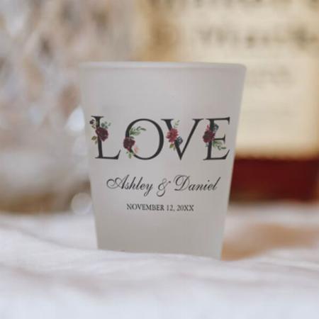 Love Watercolor Floral Monogram Customized Photo Printed Shot Glass