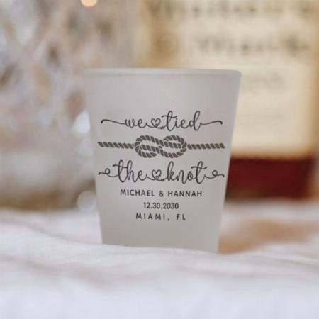 WE Tied the Knot Moogram Design Customized Photo Printed Shot Glass