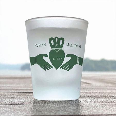 Simple Green Claddagh Ring Wedding Design Customized Photo Printed Shot Glass