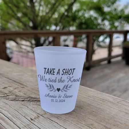 We tied the Knot Heart Design Customized Photo Printed Shot Glass