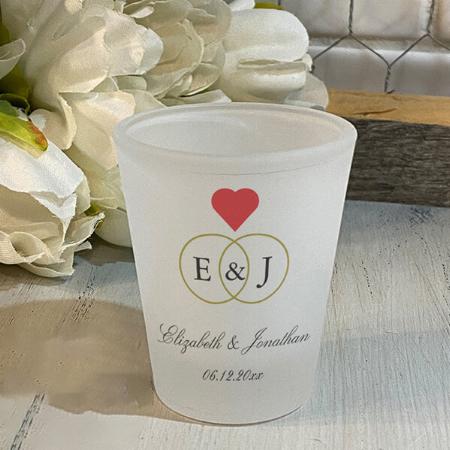 Entwined Rings Wedding Design Customized Photo Printed Shot Glass