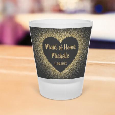 Gold Heart Wedding Design Customized Photo Printed Shot Glass