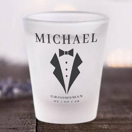 Wedding Groomsman Name Customized Photo Printed Shot Glass