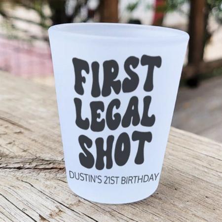 First Legal Shot Retro Black 21st Birthday Customized Photo Printed Shot Glass