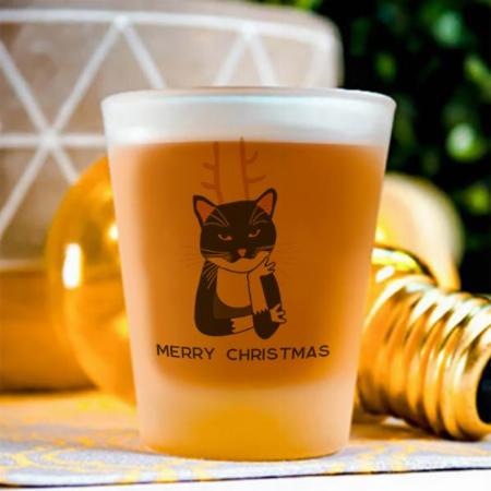 Funny Cat Christmas Customized Photo Printed Shot Glass