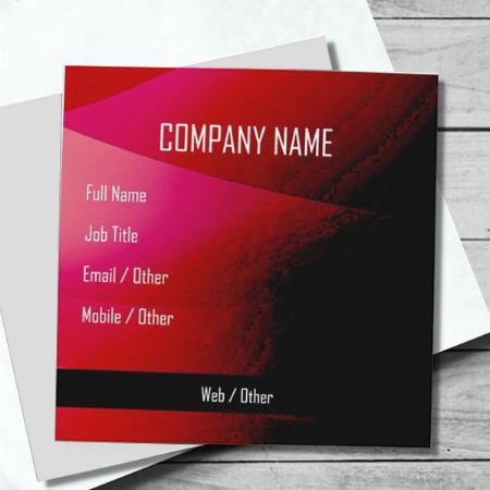 Red Theme Customized Square Visiting Card