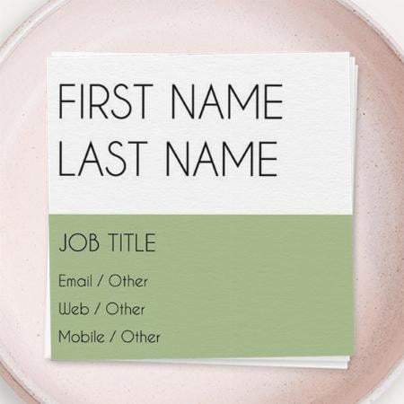 Green and White Customized Square Visiting Card