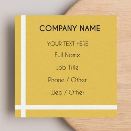 Yellow and White Design Customized Square Visiting Card