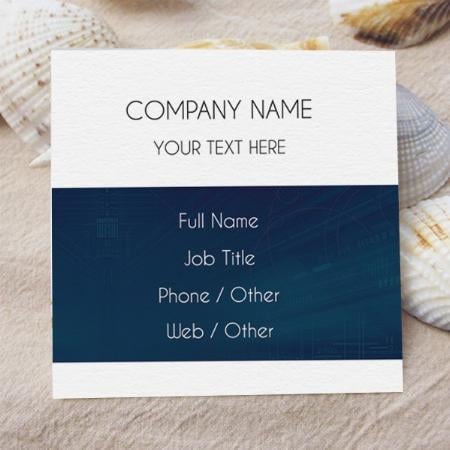 White and Blue Design Customized Square Visiting Card