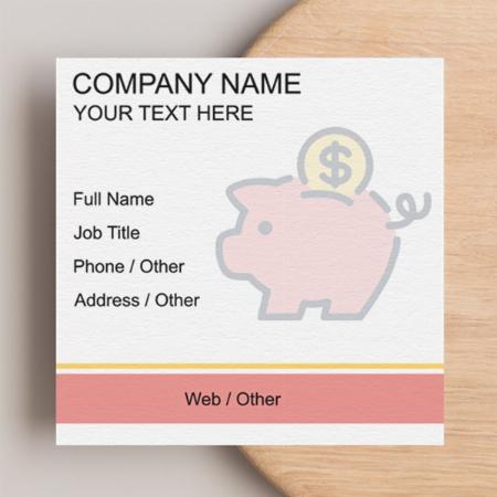 Piggy Bank Design Customized Square Visiting Card