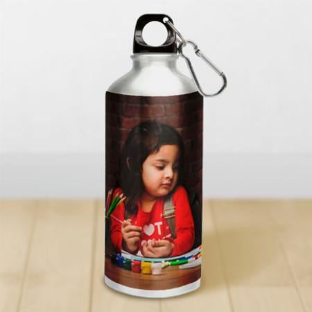 Customized Photo Printed Sipper Water Bottle - Silver
