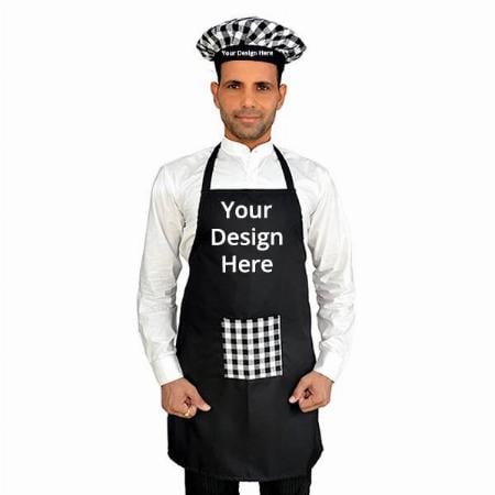 Black Customized Waterproof Chef's Apron with Cap