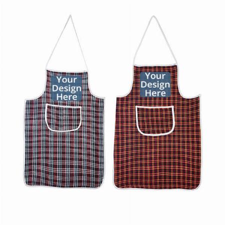 Multicolour Customized Cotton Kitchen Apron with Front Pocket Set of 2