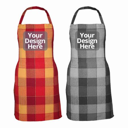 Red and Black Customized Check Design Apron Pack of 2