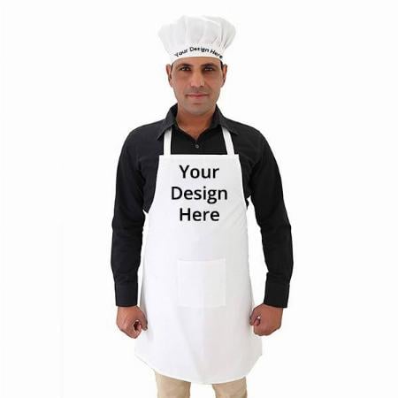 White Customized Kitchen Apron with Chef's Cap