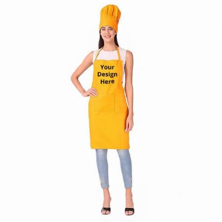 Yellow Customized Cooking Chef Apron With Chef Cap