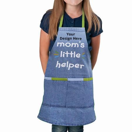 Denim Customized Kid's Apron with Pockets for Cooking, Baking, Art (6+ Yrs)