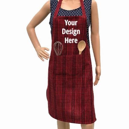 Red Customized Cotton Apron with Front Center Pocket