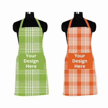 Green &amp; Orange Customized Aprons Pack of 2