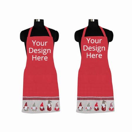 Cherry Red Customized 100% Cotton Designer Home Use, Chefs and Regular Aprons, Pack of 2