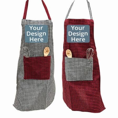 Red and Black Checks Customized Kitchen Apron (Pack of 2)