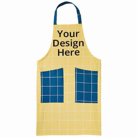 Yellow and Blue Check Designed Customized Kitchen Apron
