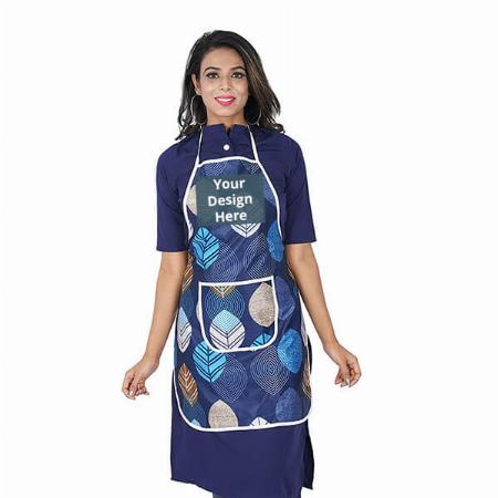 Blue Customized Apron for Kitchen, Waterproof with Front Pocket