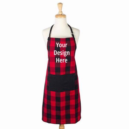Red Black Checkered Customized Apron for Men &amp; Women, Cooking Apron (Size 70x80 cms)