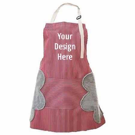 Red Check Customized Apron with Velvet Stitched Pockets
