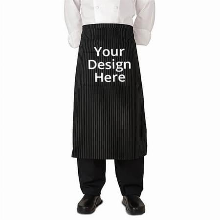 Black Pin Stripe Customized Unisex Waist Chef Apron with Pocket
