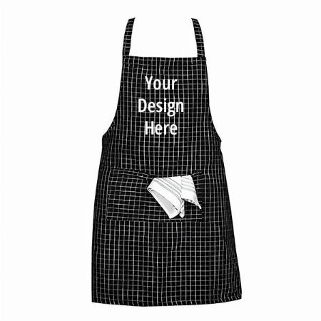 Black White Customized Cotton Cooking Apron for Adults, High Quality Cotton Apron