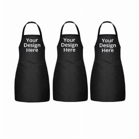 Black Customized Water Resistant Polyester Apron Set Of 3
