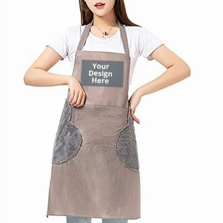 Multicolour Stripe Customized Waterproof and Adjustable Apron with 2 Pockets, Side- Velvet Towels Stitched