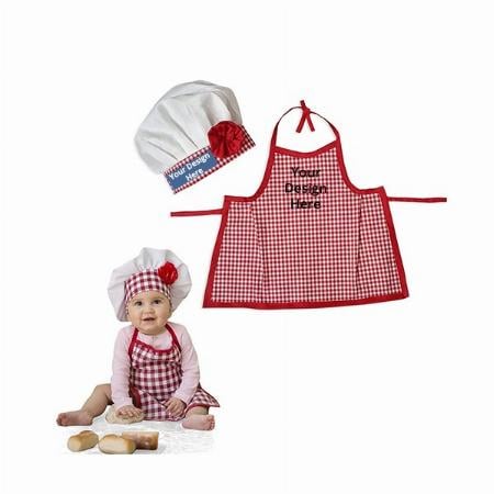 Red White Customized Kids Apron &amp; Chef Cap (6 to 12 Months)