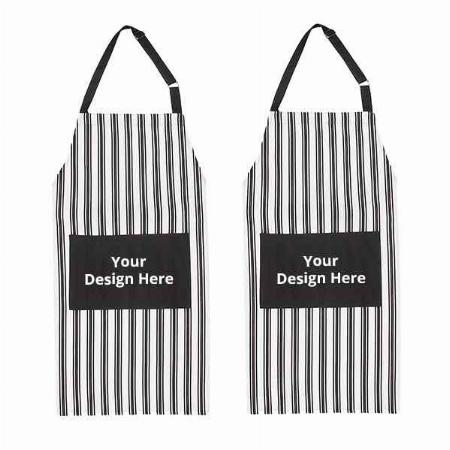 Whie-Black Customized Yarn-Dyed Designer Weaved Apron (Pack of 2)