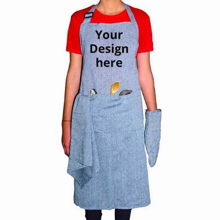 Grey Customized Apron with Front Center Pocket