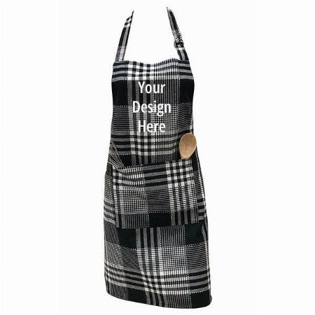 Black White Customized Kitchen Apron With Centre Pocket with Strong and Durable Cotton