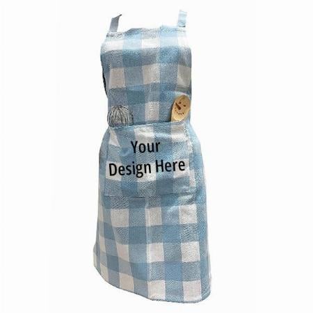 Blue Customized Centre Pocket with Strong and Durable Kitchen Apron