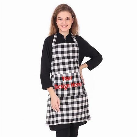 Black White Customized Waterproof Apron with Center Pocket