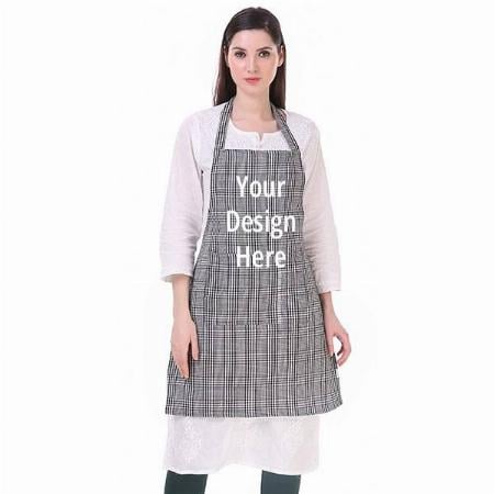 Black Customized Apron with Center Pocket and Adjustable Neck Metal