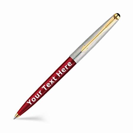 Red Customized Parker Galaxy Stainless Steel Gold Trim Ball Pen