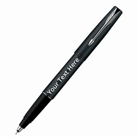 Matte Black Customized Parker Frontier Roller Ball Pen Chrome Trim, Blue Ink, with Dad Quote