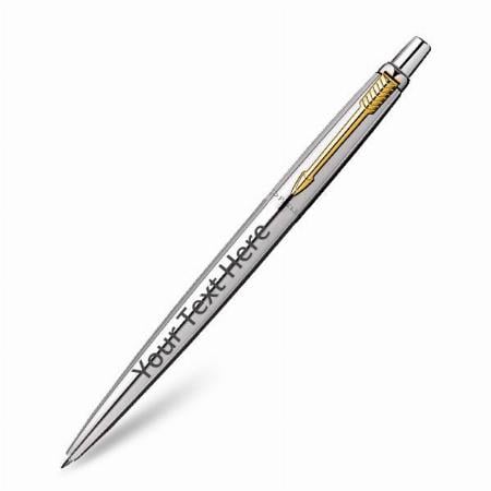Silver Customized Parker Moments Jotter Steel Gold Trim Ball Pen