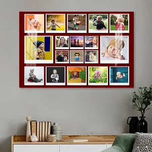 Red Frame Horizontal Buy 18 Photo Collage Modern Trendy Red Customized Photo Printed ...